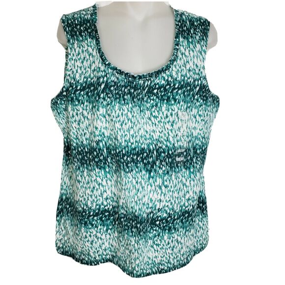 Studio Works Womens Tank Top Size Medium Green Printed Sleeveless Stretch Scoop - Picture 1 of 10